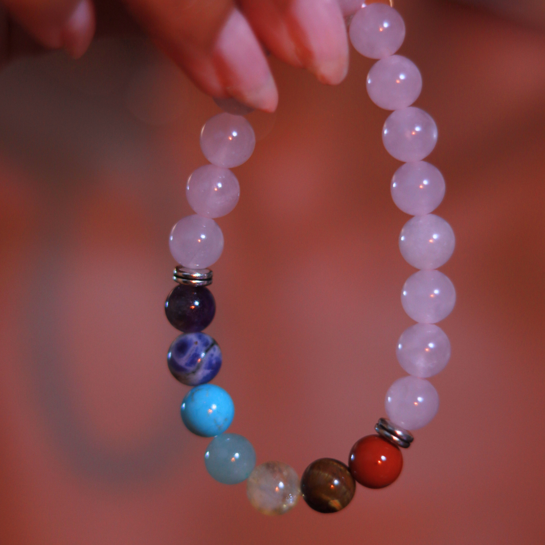 Bracelet Quartz Rose 7 Chakras