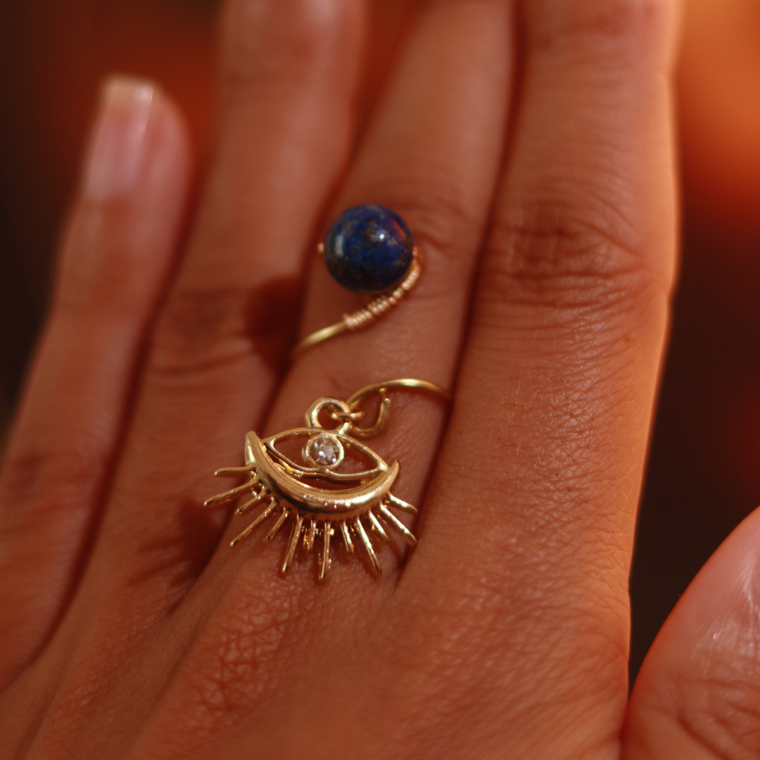 Bague Isis - Œil d'Horus & Lapis-lazuli