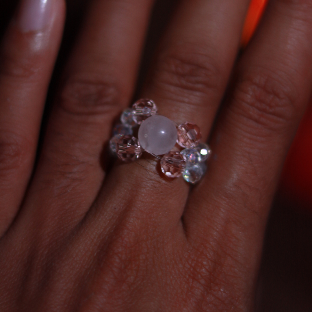 Bague Midnight Glint – Quartz rose
