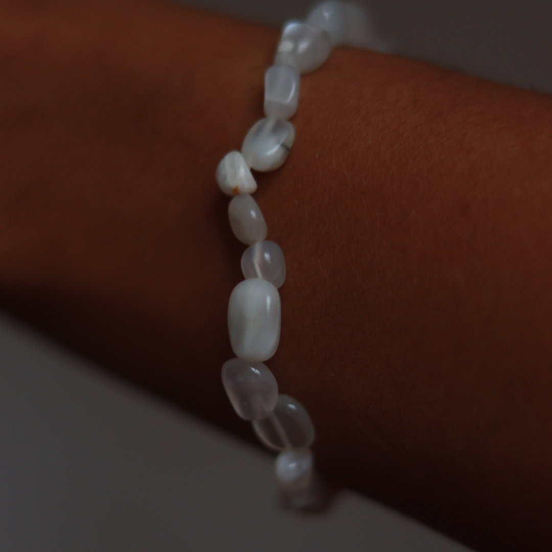 Bracelet en Pierre de Lune Blanche - Pierres Roulées