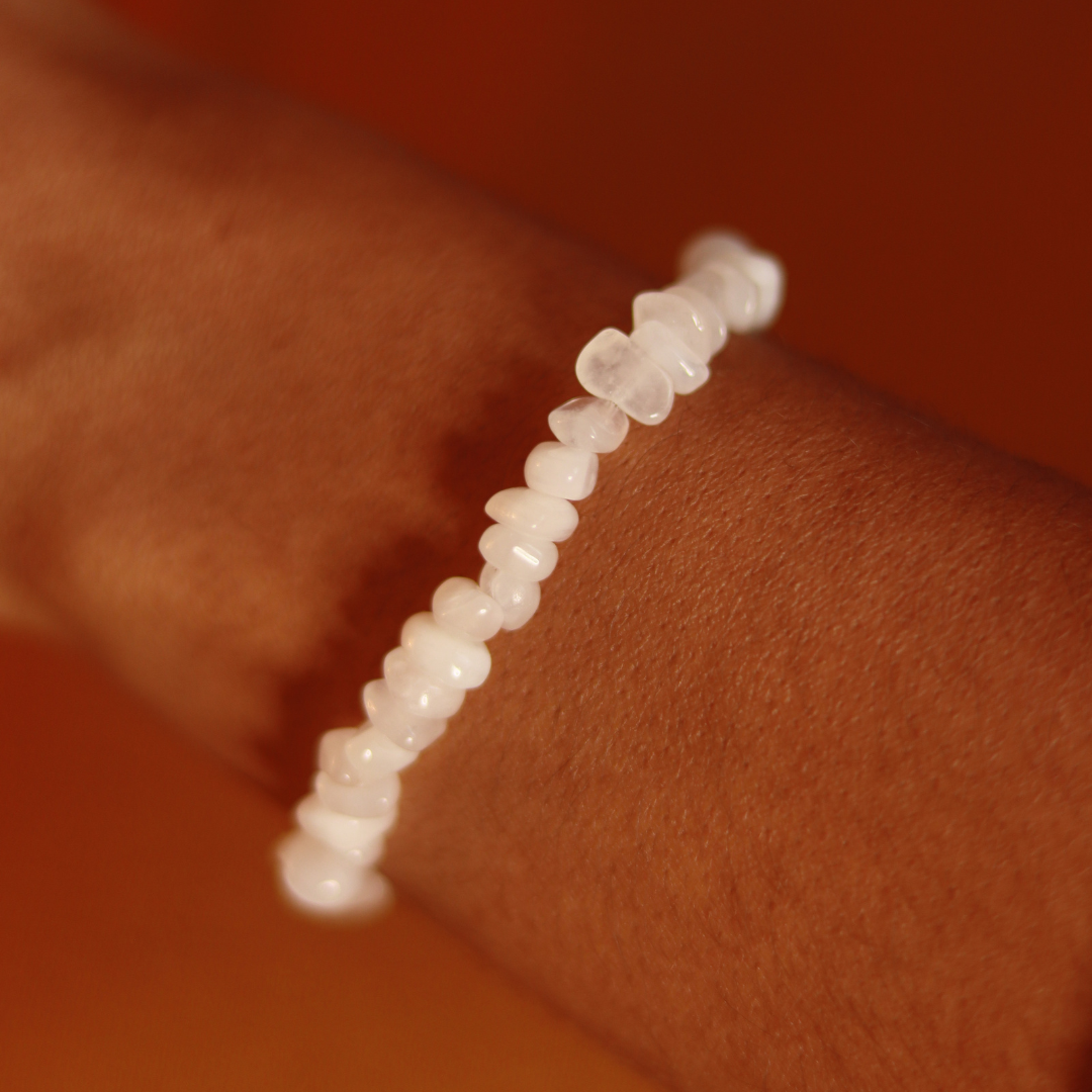 Bracelet Pierre de Lune Blanche Péristérite AA Chips (5-8 mm)