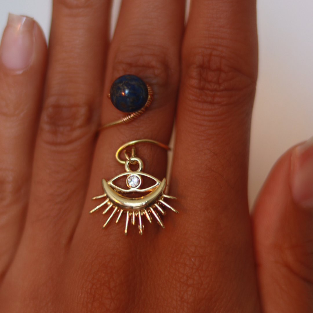 Bague Isis - Œil d'Horus & Lapis-lazuli