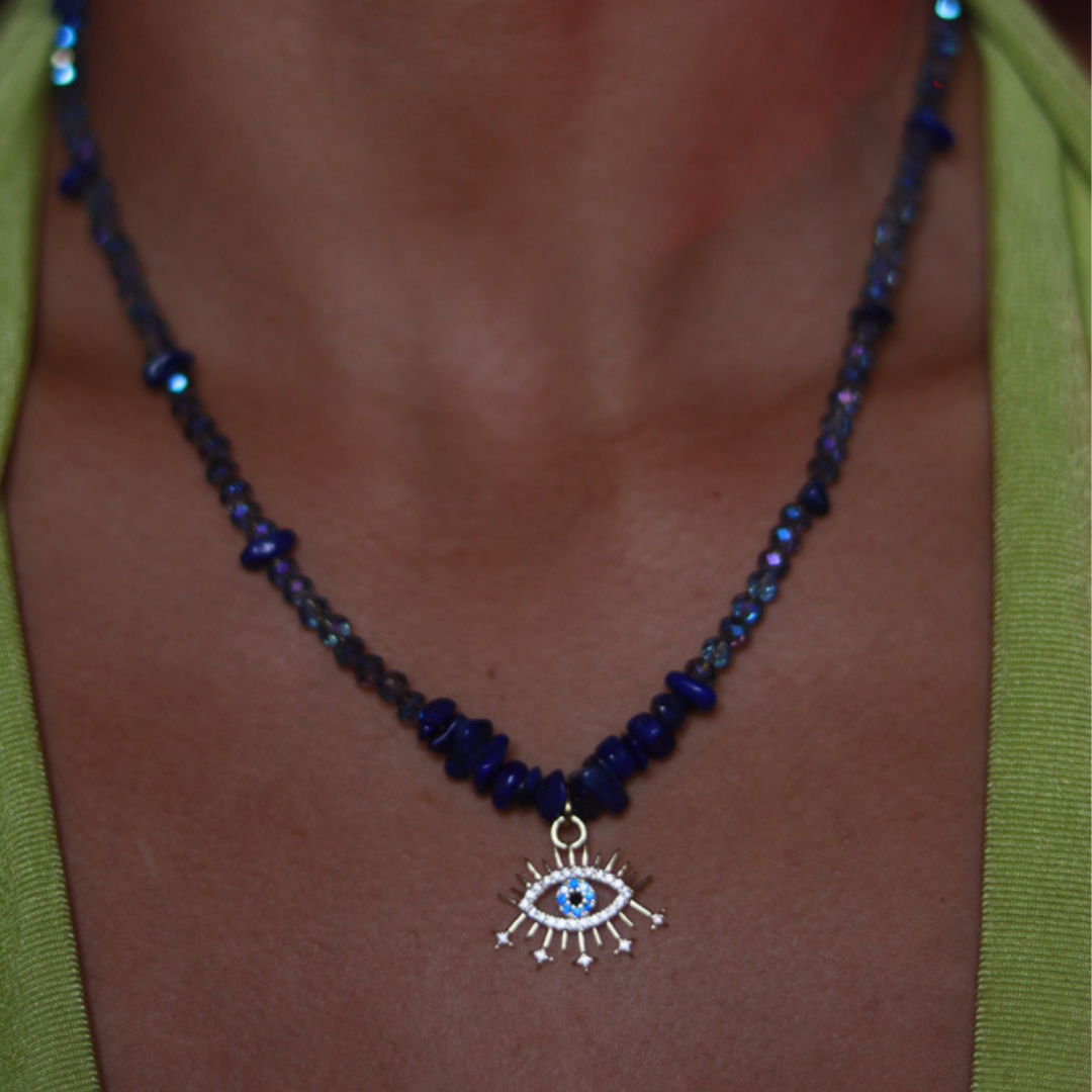 Collier “Néfertari” – Lapis Lazuli & Œil d’Horus