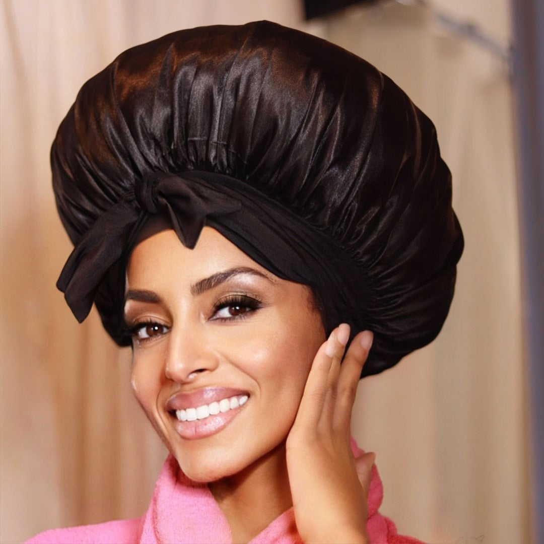 Bonnet En Satin avec Lacets et Nœud Papillon