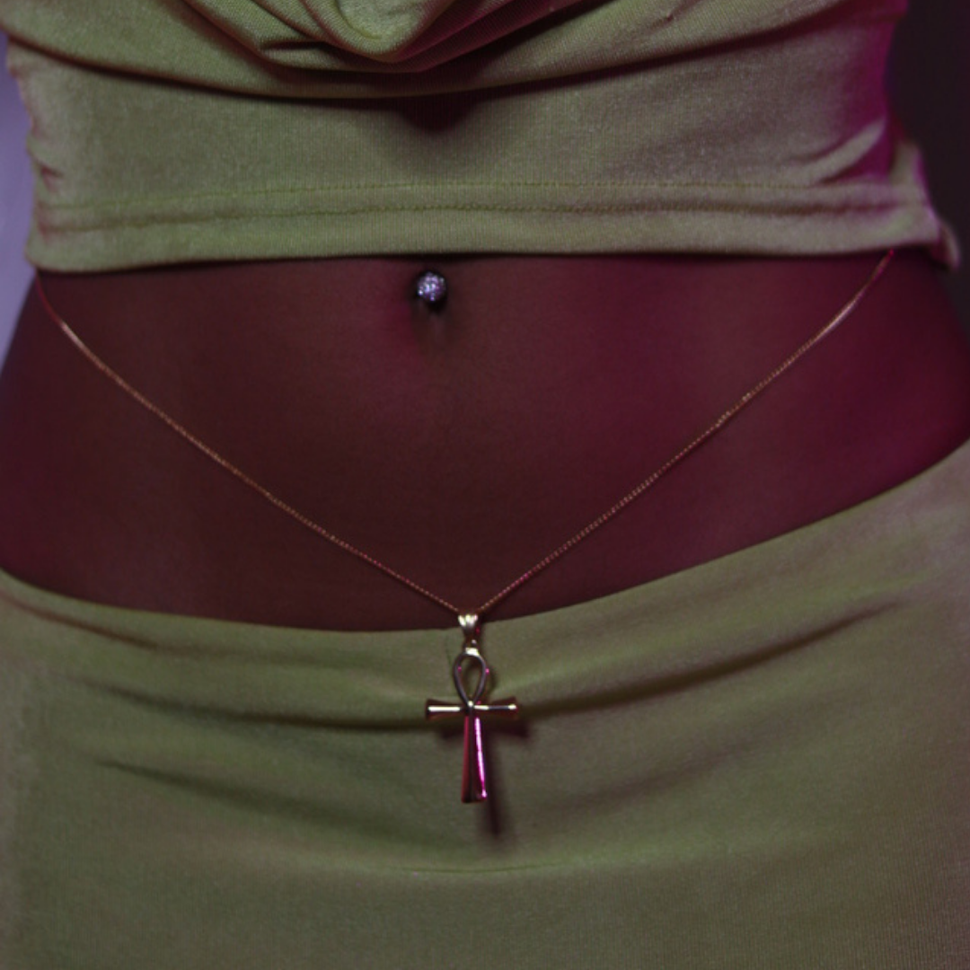 Chaîne de Taille Ankh en Acier Inoxydable – Doré