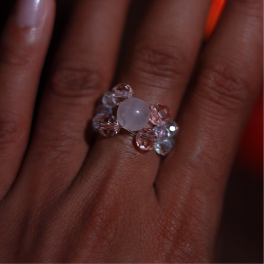 Bague Midnight Glint – Quartz rose