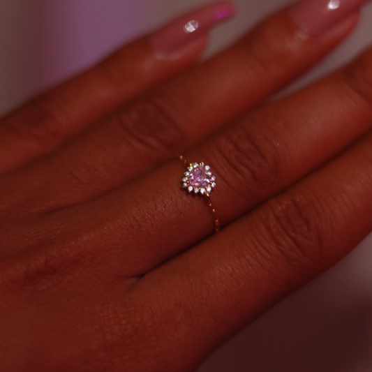 Bague Chaîne Ajustable - Dame de coeur