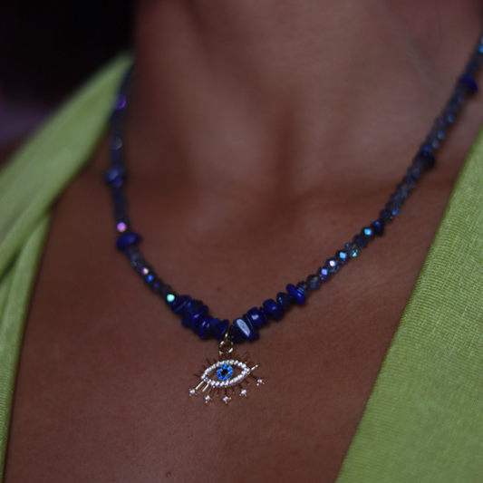 Collier “Néfertari” – Lapis Lazuli & Œil d’Horus