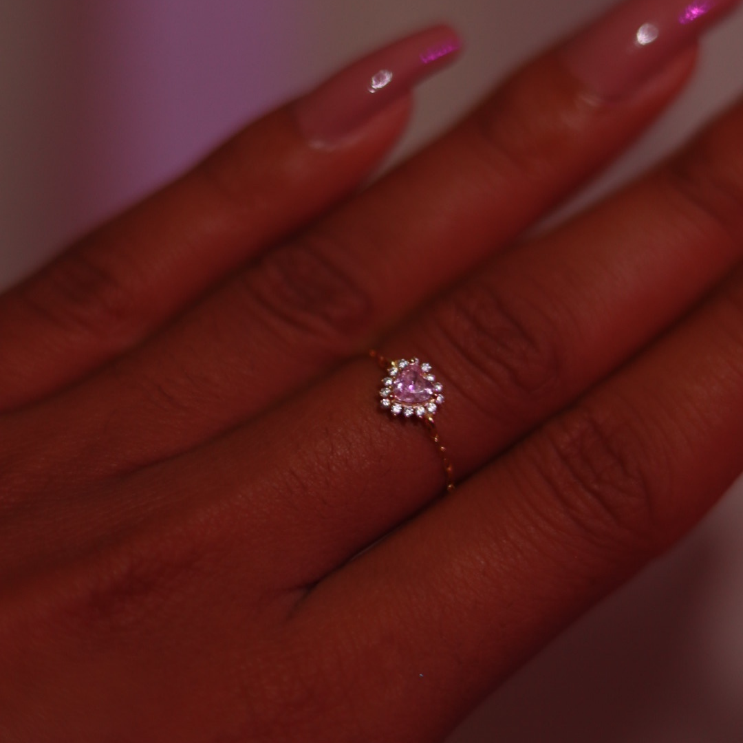 Bague Chaîne Ajustable - Dame de coeur